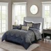 Comforter Bedding Sets * | Flash Sale Madison Park 7Pc Maya Jacquard Comforter Set Navy