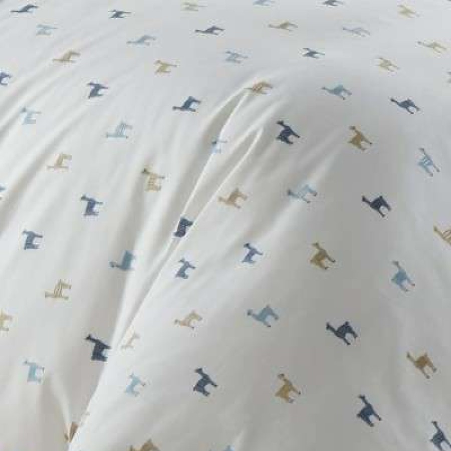 Duvet Cover Bedding Sets * | Hot Sale Stone Cottage Llamas Chambray Duvet Set Poppy & Fritz Blue