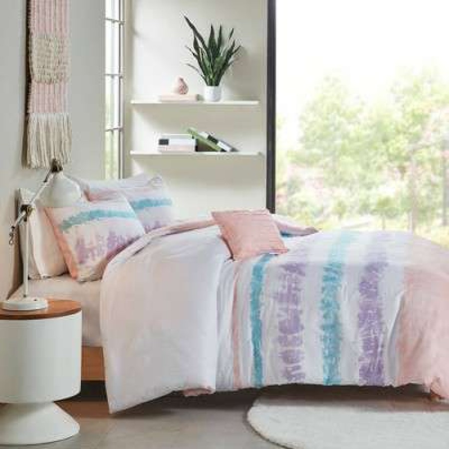 Duvet Cover Bedding Sets * | Best Reviews Of Intelligent Design Naomi Tie Dye Seersucker Duvet Cover & Sham Set Pink/Purple