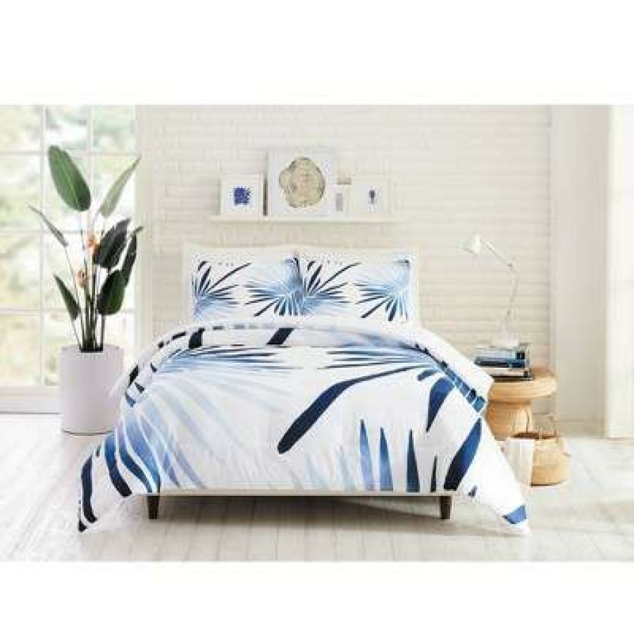 Comforter Bedding Sets * | Outlet Fan Palm Comforter & Sham Set Blue Cat Coq For Makers Collective