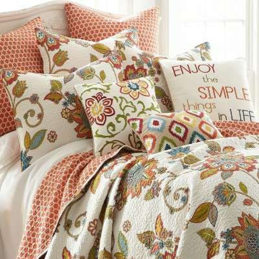 Quilt Bedding Sets * | Cheapest Clementine Quilt And Pillow Sham Set Levtex Home Coral