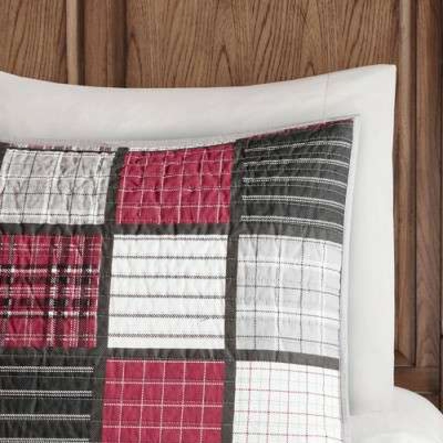 Quilt Bedding Sets * | Buy Woolrich Tulsa Oversized Plaid Print Cotton Quilt Set Red/Gray