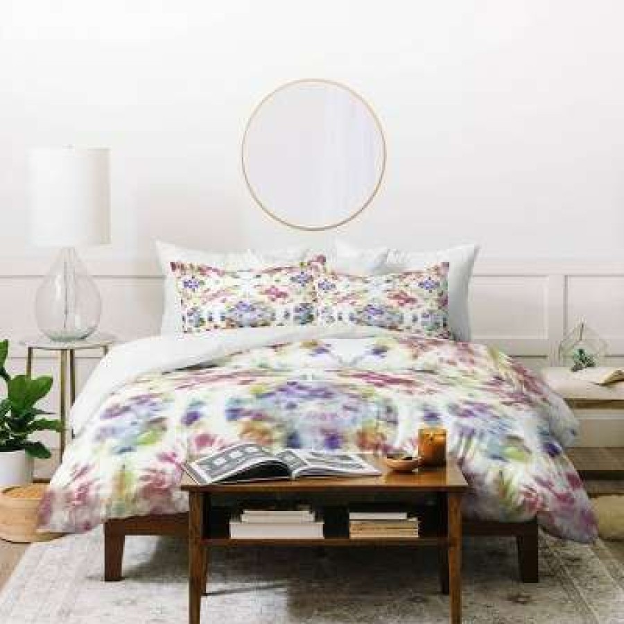 Duvet Cover Bedding Sets * | Budget Schatzi Brown Bexeley Tie Dye Rainbow Duvet Set Deny Designs Multicolored