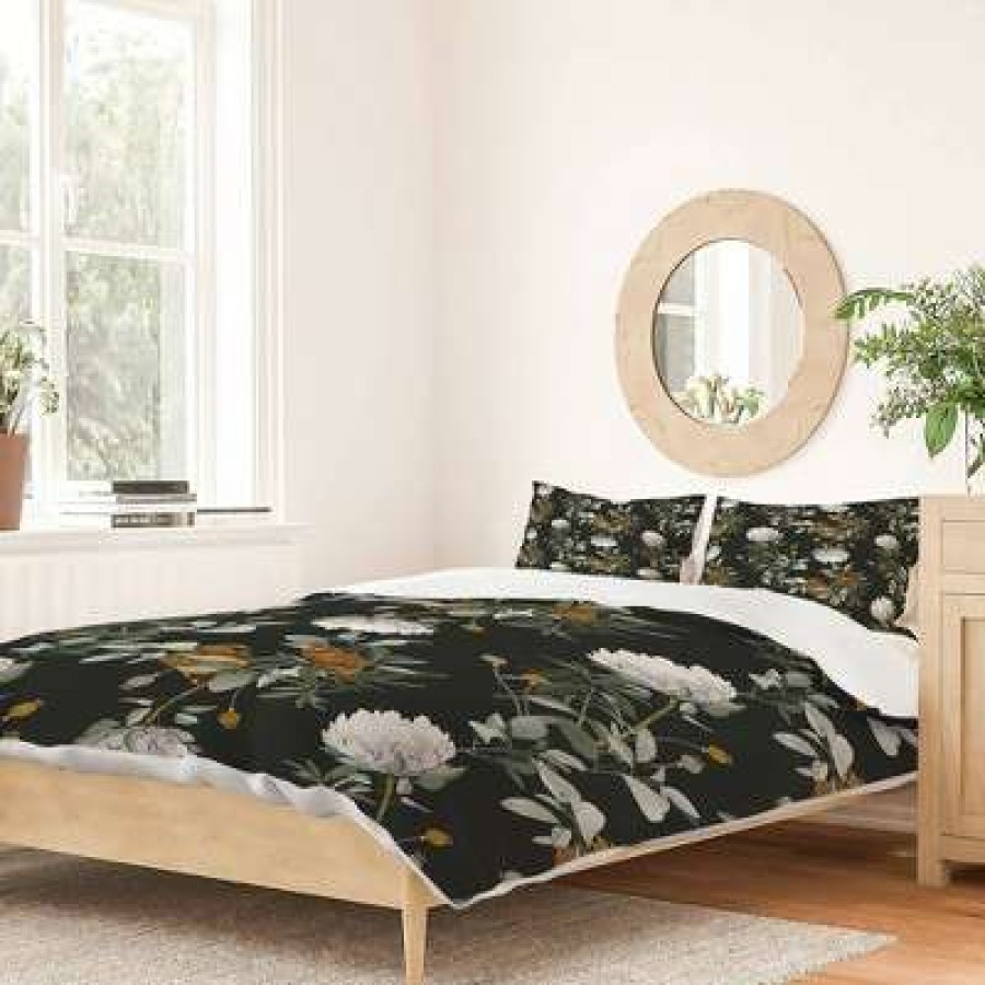 Duvet Cover Bedding Sets * | Brand New Iveta Abolina Helaine Night Duvet Set Deny Designs Black