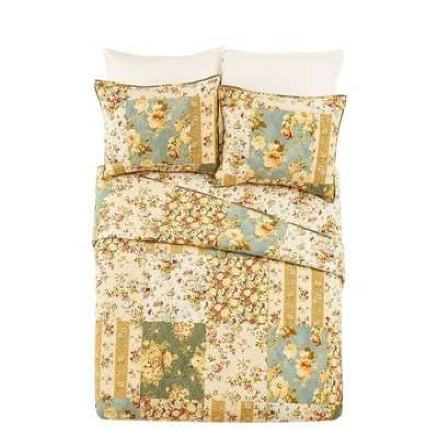 Quilt Bedding Sets * | Best Reviews Of Floral Patch Quilt Set Modern Heirloom Ivory