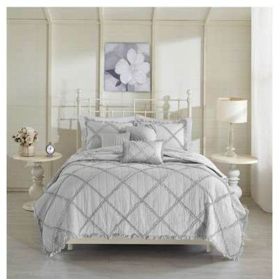 Quilt Bedding Sets * | Hot Sale Madison Park Gray Robin Quilt Set (Full/Queen)