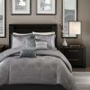 Comforter Bedding Sets * | New Madison Park Garner Modern Diamond Print Multiple Piece Comforter Set 7 Piece Gray