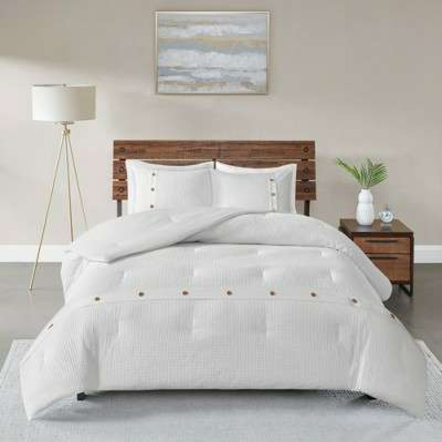 Comforter Bedding Sets * | Best Pirce Madison Park 3Pc Lucina Cotton Waffle Weave Comforter Set