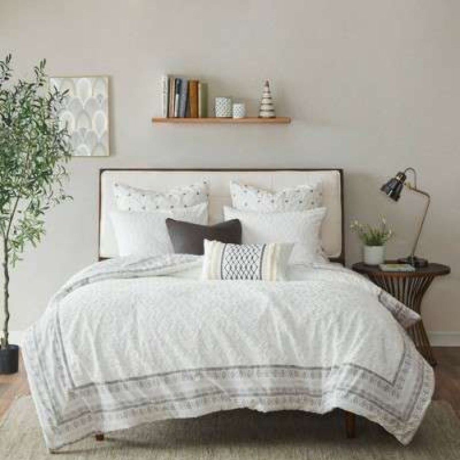 Duvet Cover Bedding Sets * | Promo Ink+Ivy 3Pc Mill Valley Reversible Cotton Duvet Cover Set Gray