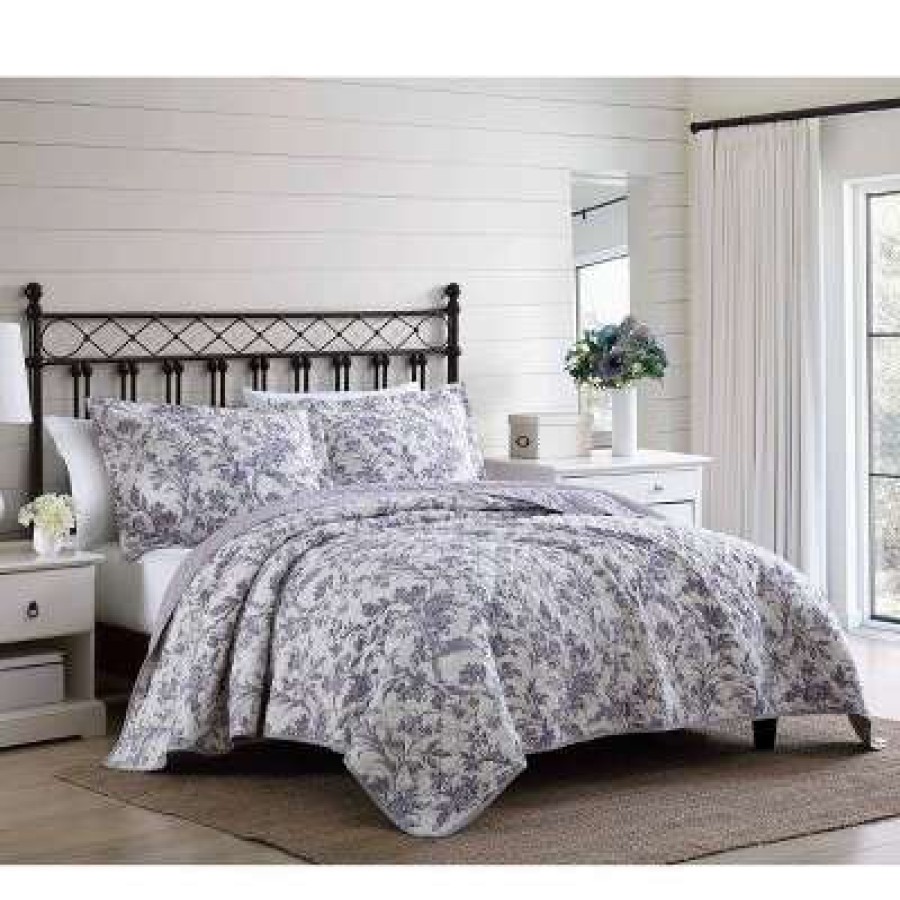 Quilt Bedding Sets * | Wholesale Delila Quilt & Sham Set Laura Ashley Plum