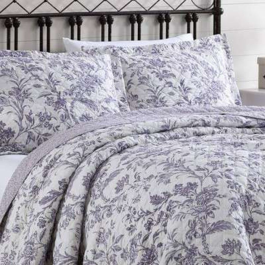 Quilt Bedding Sets * | Wholesale Delila Quilt & Sham Set Laura Ashley Plum