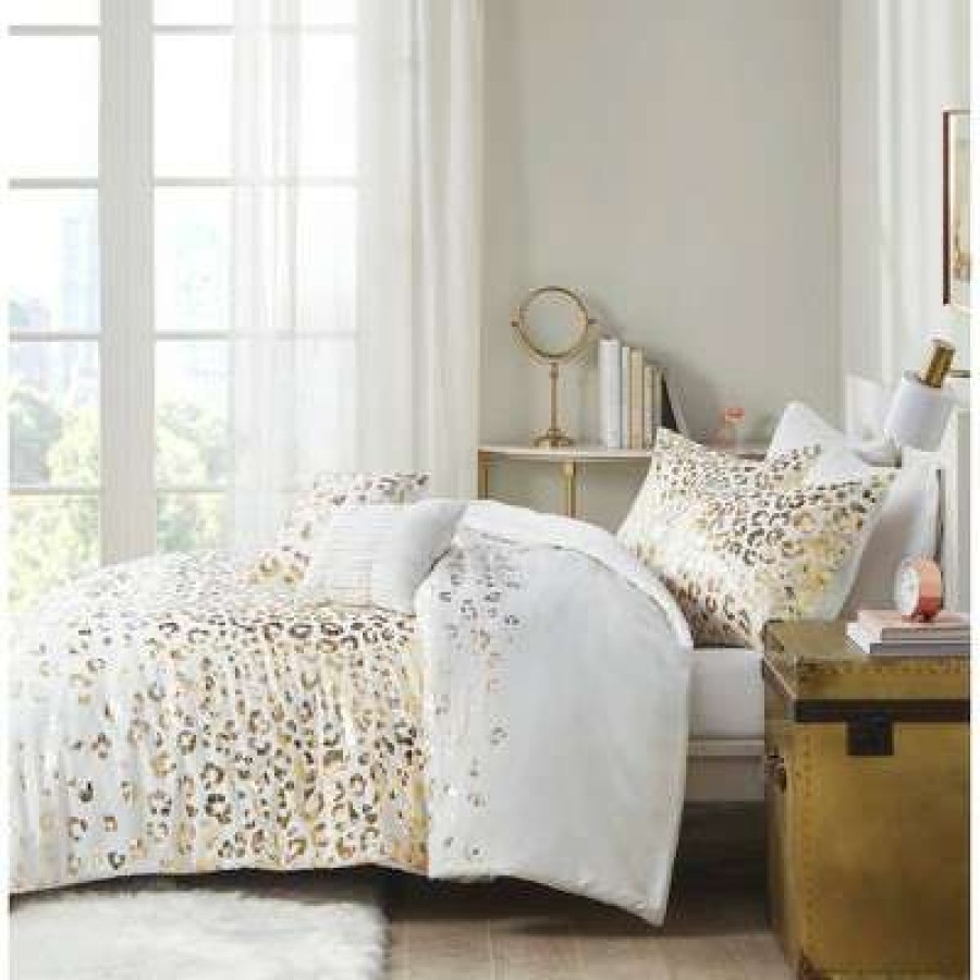 Duvet Cover Bedding Sets * | Outlet Intelligent Design Kendra Metallic Printed Duvet Cover Set Ivory/Gold