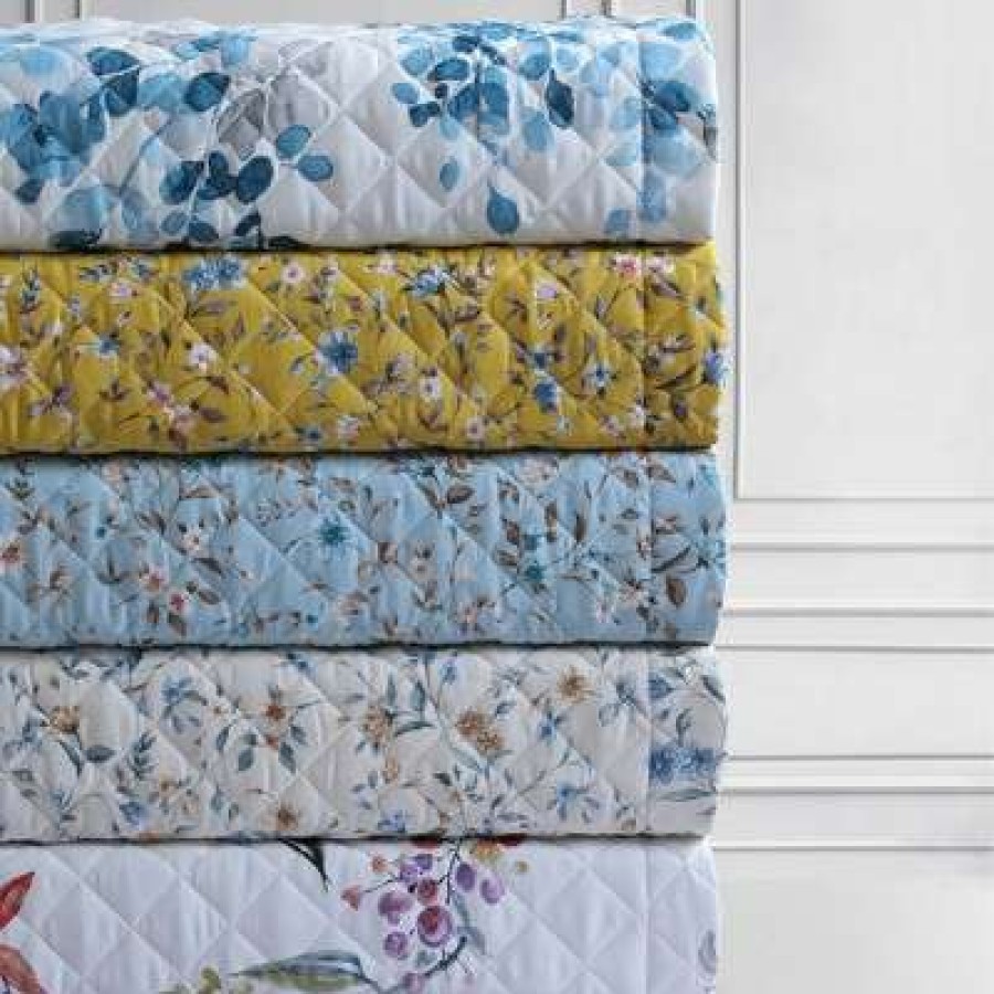 Quilt Bedding Sets * | Buy Isabella Organic Cotton Quilt Set Azores Home White/Blue