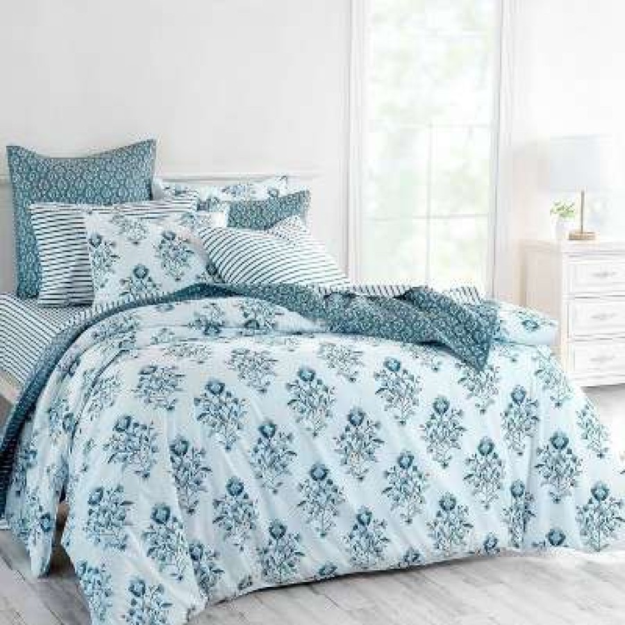 Duvet Cover Bedding Sets * | Promo Rohan Organic Duvet Set Martha Stewart Blue