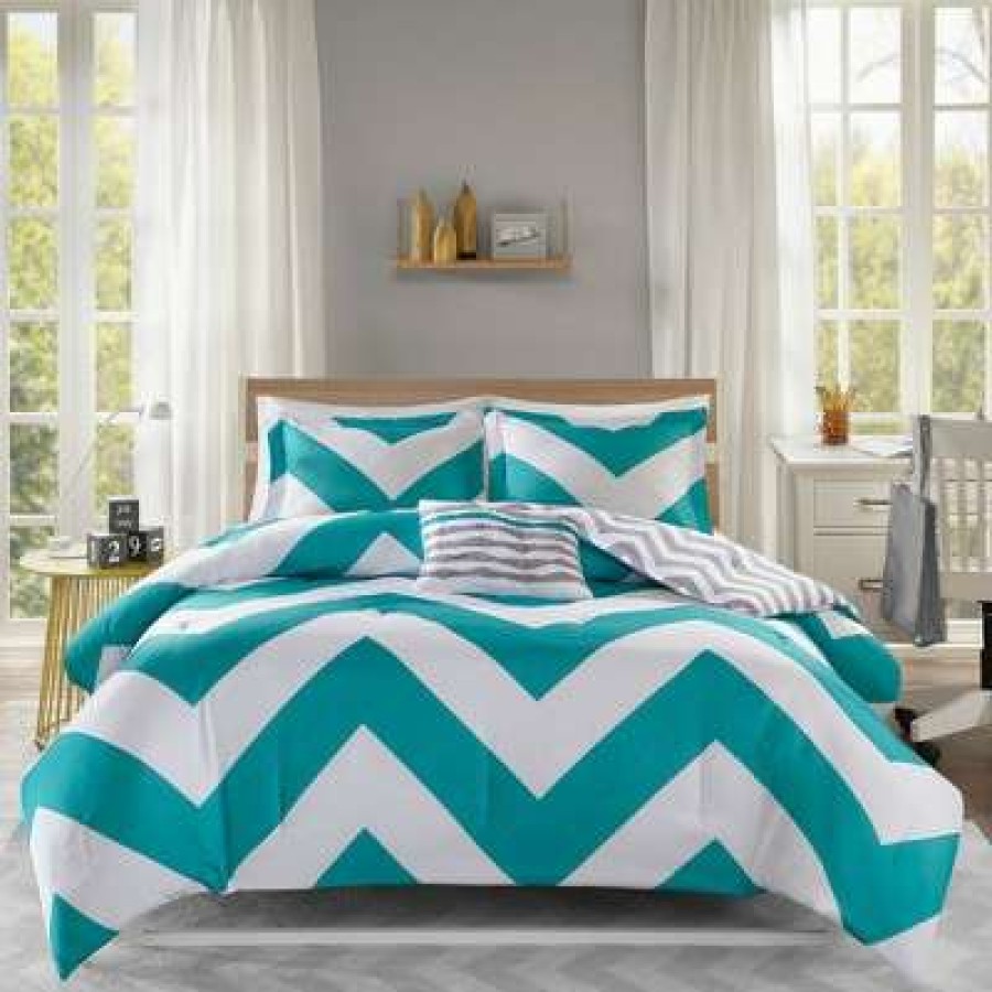 Comforter Bedding Sets * | Wholesale Leo Reversible Large Chevron Print Comforter Set