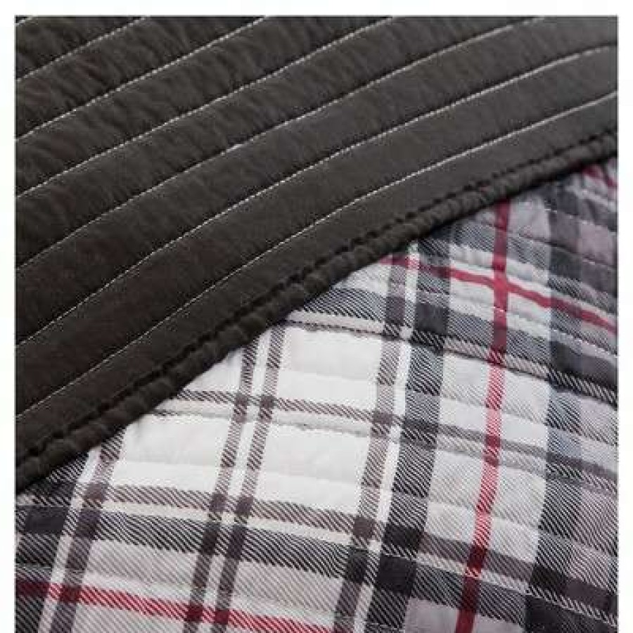 Quilt Bedding Sets * | Best Reviews Of Mi Zone Shawn Plaid Quilted Coverlet Set Black