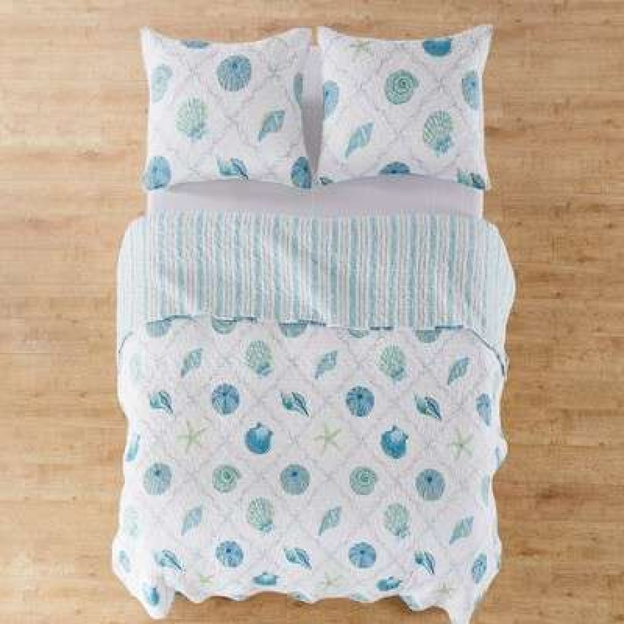 Quilt Bedding Sets * | Outlet Marine Dream Seaglass Quilt Set One Full/Queen Quilt And Two Standard Shams Levtex Home