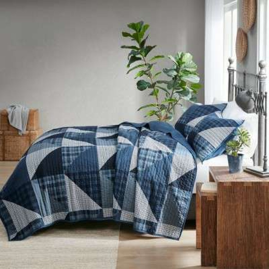 Coverlet Bedding Sets * | Best Sale Woolrich 3Pc Olsen Oversized Cotton Quilt Mini Set Blue