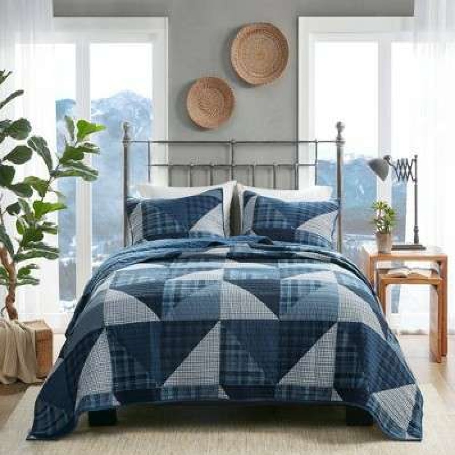 Coverlet Bedding Sets * | Best Sale Woolrich 3Pc Olsen Oversized Cotton Quilt Mini Set Blue