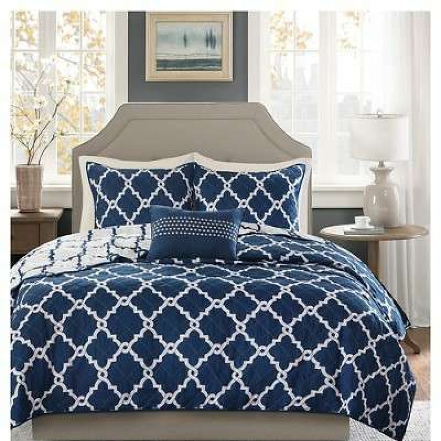 Quilt Bedding Sets * | Best Reviews Of Madison Park Becker Geometric Quilt Set 4 Piece