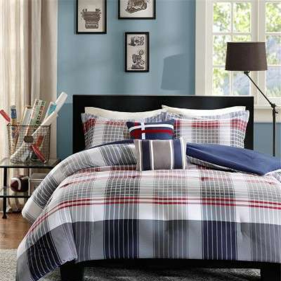 Comforter Bedding Sets * | Cheap Intelligent Design Blue & Red Plaid Carson Multiple Piece Comforter Set