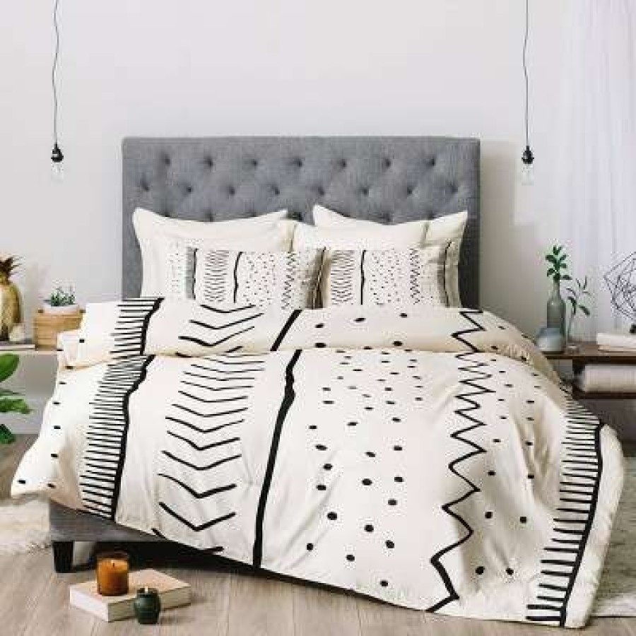 Comforter Bedding Sets * | Best Reviews Of Becky Bailey Moroccan Stripe Comforter Set Deny Designs Black/White