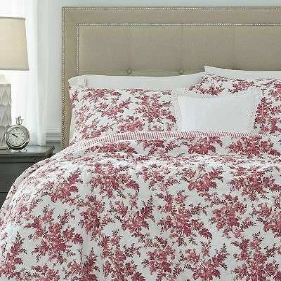 Quilt Bedding Sets * | Best Reviews Of Annalise Quilt & Sham Set Laura Ashley Coral Red