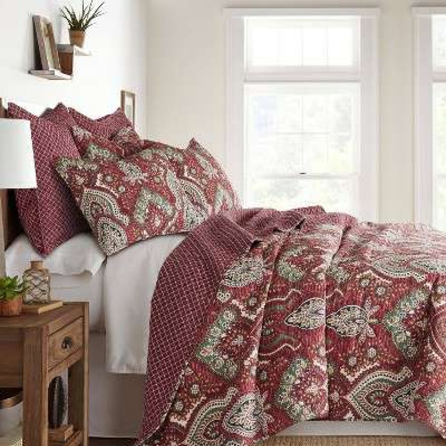 Quilt Bedding Sets * | Outlet Homthreads Moritz Quilt Set Red