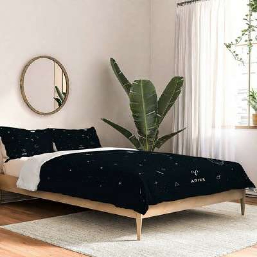 Comforter Bedding Sets * | Outlet Cuss Yeah Designs Arie Star Constellation Comforter Set Deny Designs Black