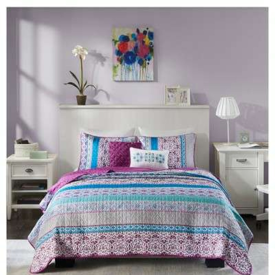 Quilt Bedding Sets * | Best Deal Intelligent Design Callie Printed Quilt Set Purple