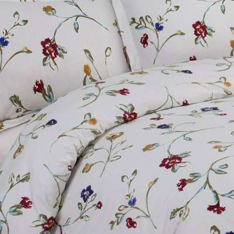 Duvet Cover Bedding Sets * | New Floral Garden Cotton Flannel Printed Oversized Duvet Set Tribeca Living Multicolored