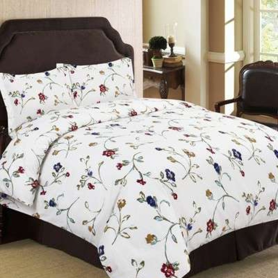 Duvet Cover Bedding Sets * | New Floral Garden Cotton Flannel Printed Oversized Duvet Set Tribeca Living Multicolored