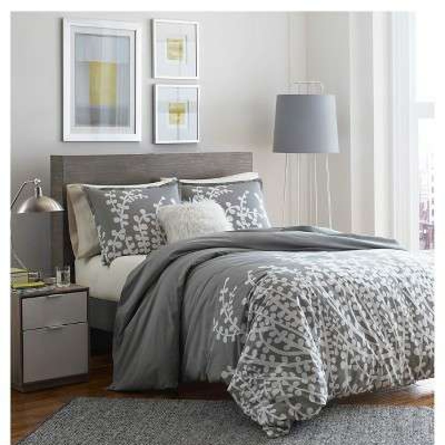 Duvet Cover Bedding Sets * | New Branches Duvet Cover Set Full/Queen Gray City Scene