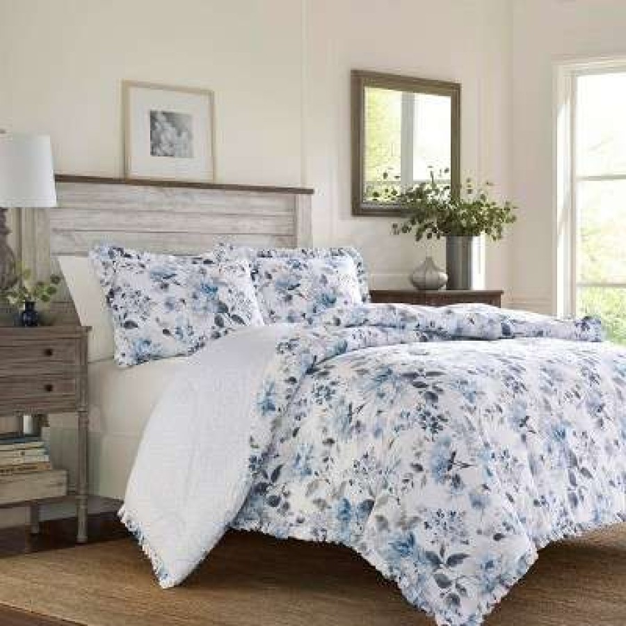 Duvet Cover Bedding Sets * | Best Pirce Laura Ashley Chloe Duvet Cover Set Blue