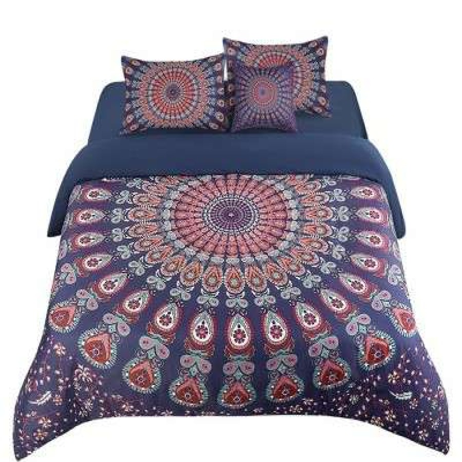 Duvet Cover Bedding Sets * | Best Sale 5 Pcs Polyester Bohemian Bedding Sets King Red Piccocasa