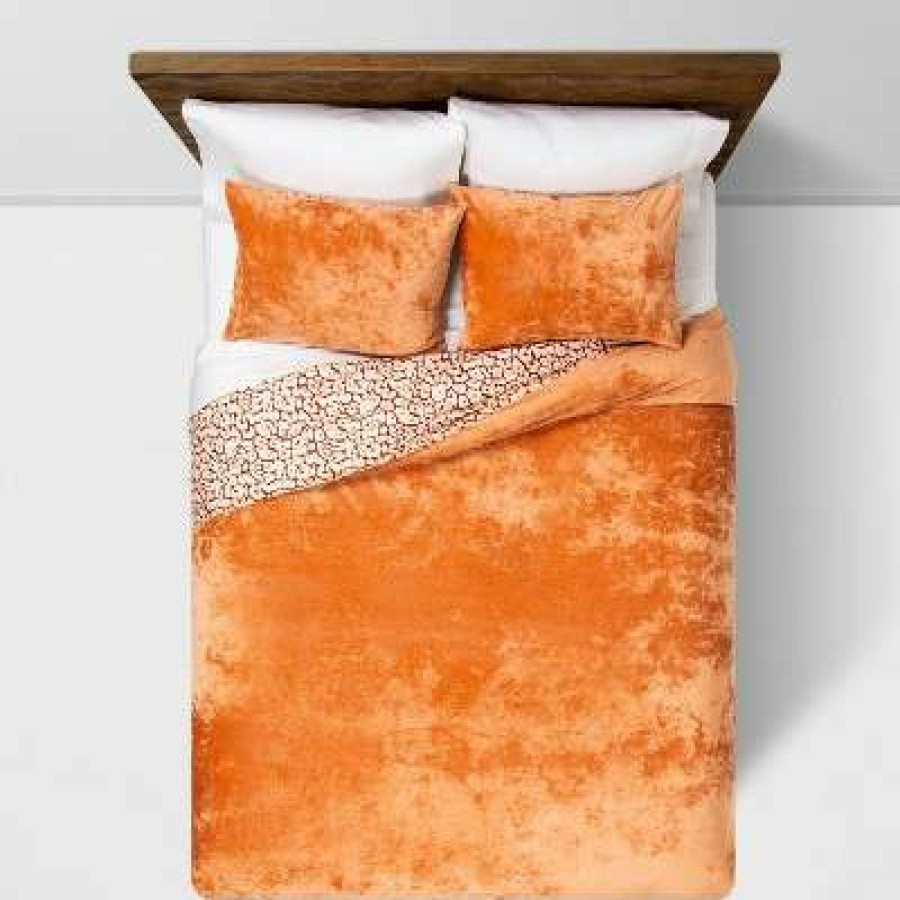 Bedding Collections * | Best Sale Opalhouse Reversible Velvet Print Duvet & Sham Set