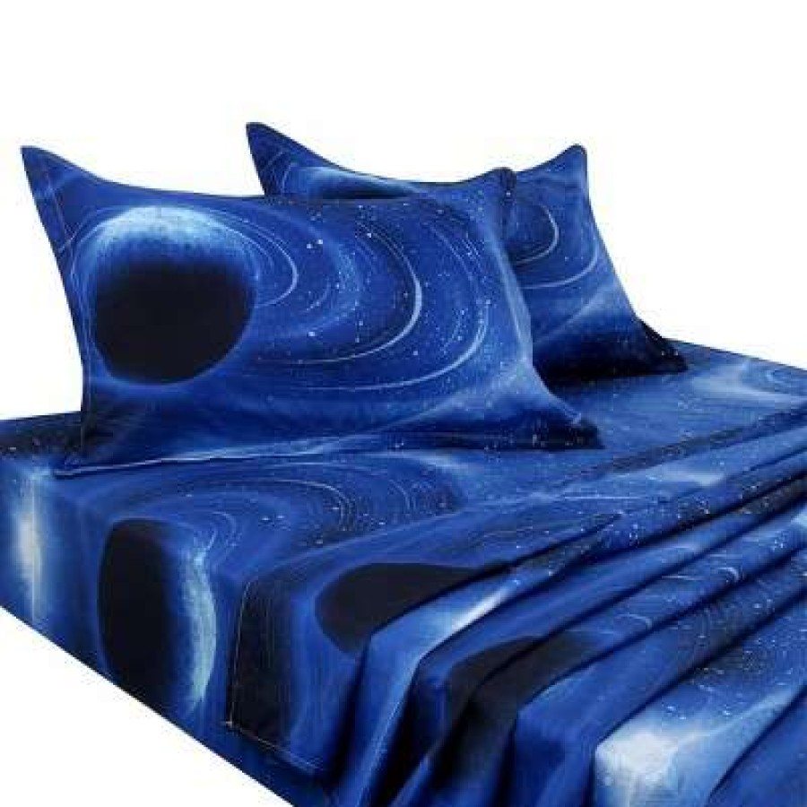 Coverlet Bedding Sets * | Best Pirce 4 Pcs Polyester Galaxy Soft With Pillowcases Bedding Sets Piccocasa Blue