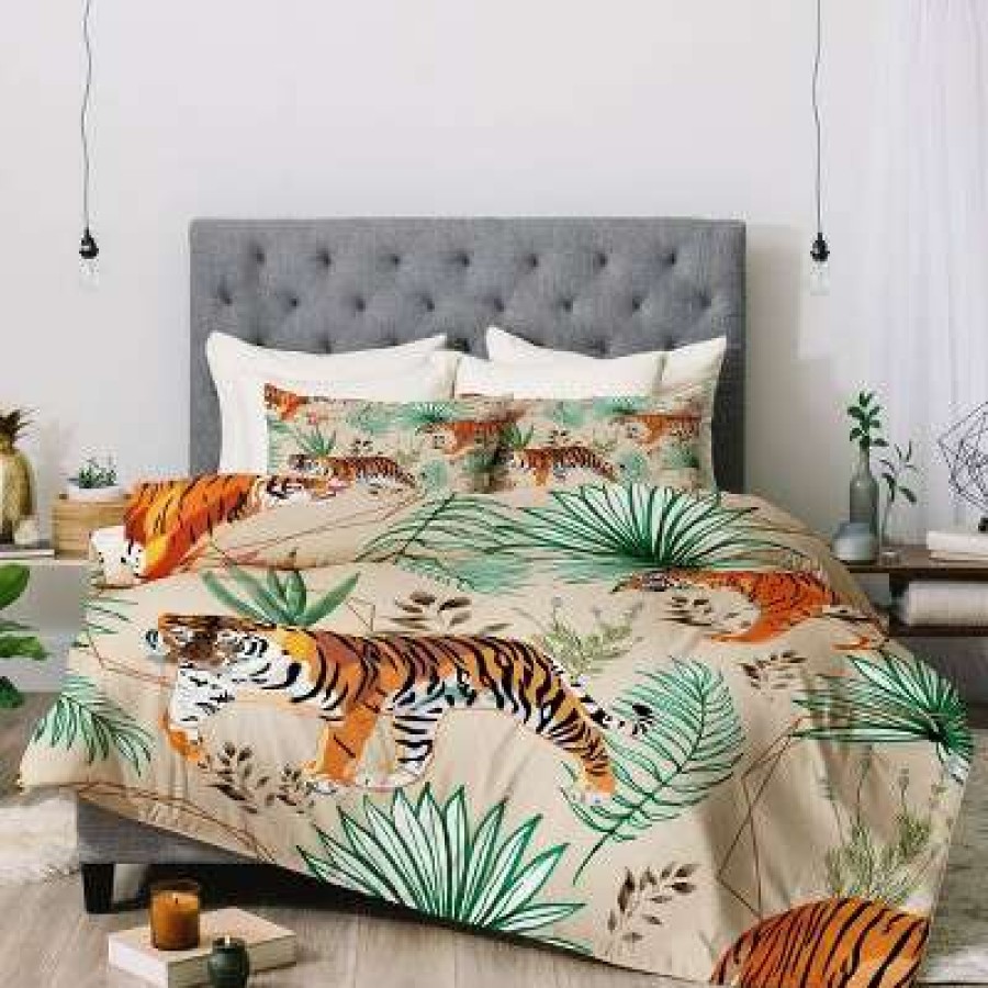 Comforter Bedding Sets * | Discount 83 Oranges Tropical And Tigers Comforter Set Deny Designs Green