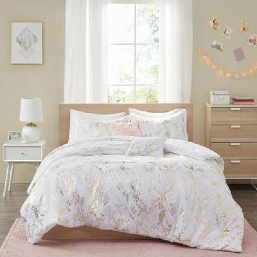 Comforter Bedding Sets * | Best Reviews Of Intelligent Design Megan Metallic Printed Floral Comforter Set