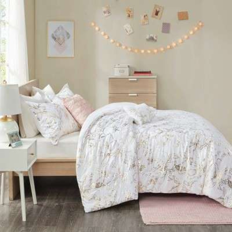 Comforter Bedding Sets * | Best Reviews Of Intelligent Design Megan Metallic Printed Floral Comforter Set