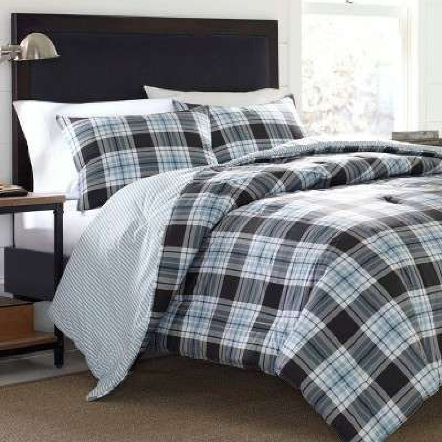 Comforter Bedding Sets * | Best Sale Atlantic Blue Lewis Plaid Comforter Set Eddie Bauer