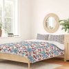 Duvet Cover Bedding Sets * | Coupon Belle13 Retro Floral Pattern Duvet Set Deny Designs Blue/Red