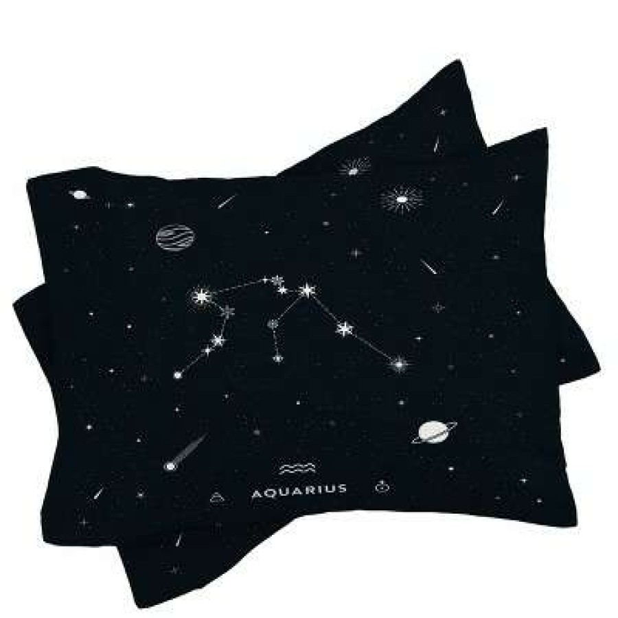 Coverlet Bedding Sets * | Top 10 Cuss Yeah Designs Aquarius Star Constellation Comforter Set Deny Designs Black