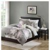 Duvet Cover Bedding Sets * | Cheap Madison Park Gray/Purple Jasmine Watercolor Floral Duvet Cover Set 6Pc