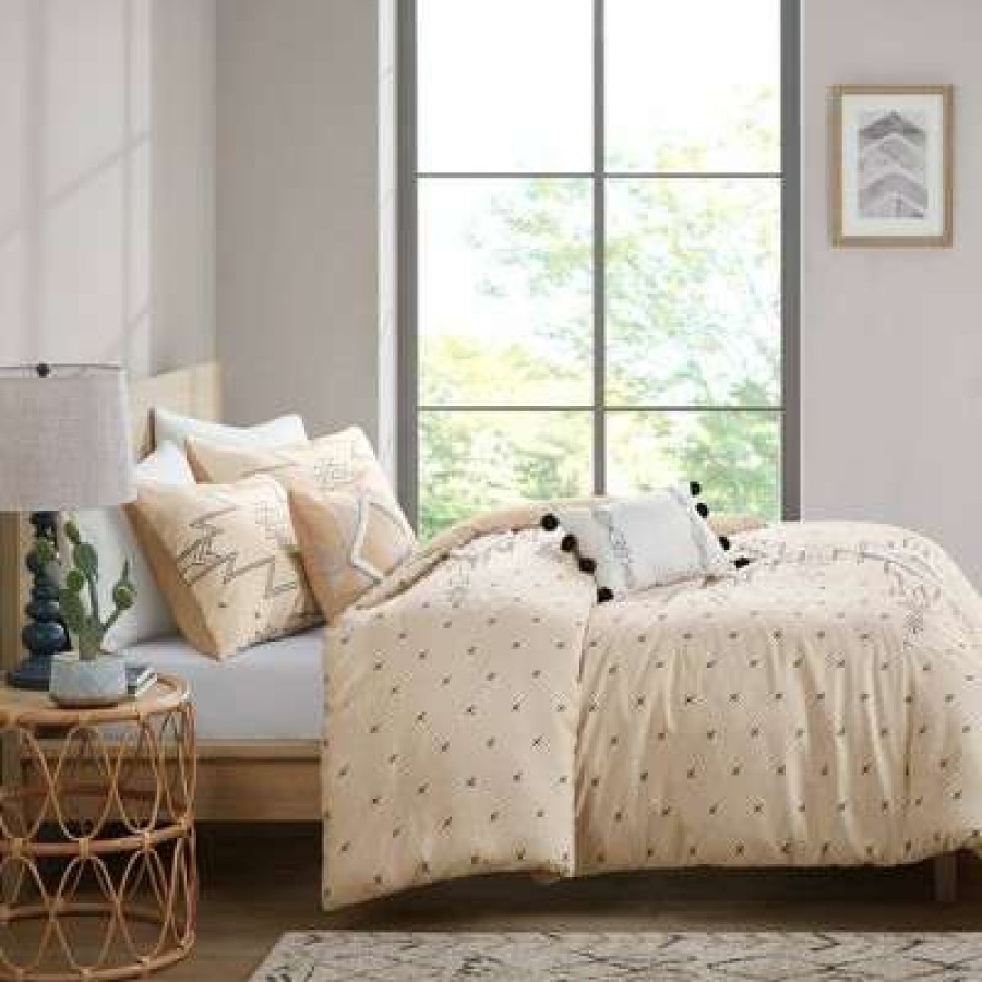 Duvet Cover Bedding Sets * | Wholesale Intelligent Design Taren Duvet Cover Set With Chenille Trim Natural