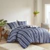 Duvet Cover Bedding Sets * | Discount 3Pc Avery Striped Reversible Duvet Cover & Sham Set Clean Spaces Navy