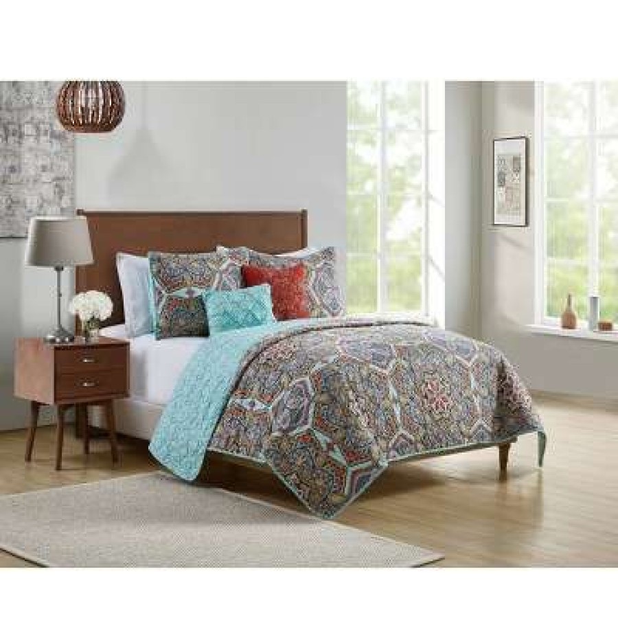 Quilt Bedding Sets * | Best Deal Yara Quilt Set Vcny Turquoise Blue