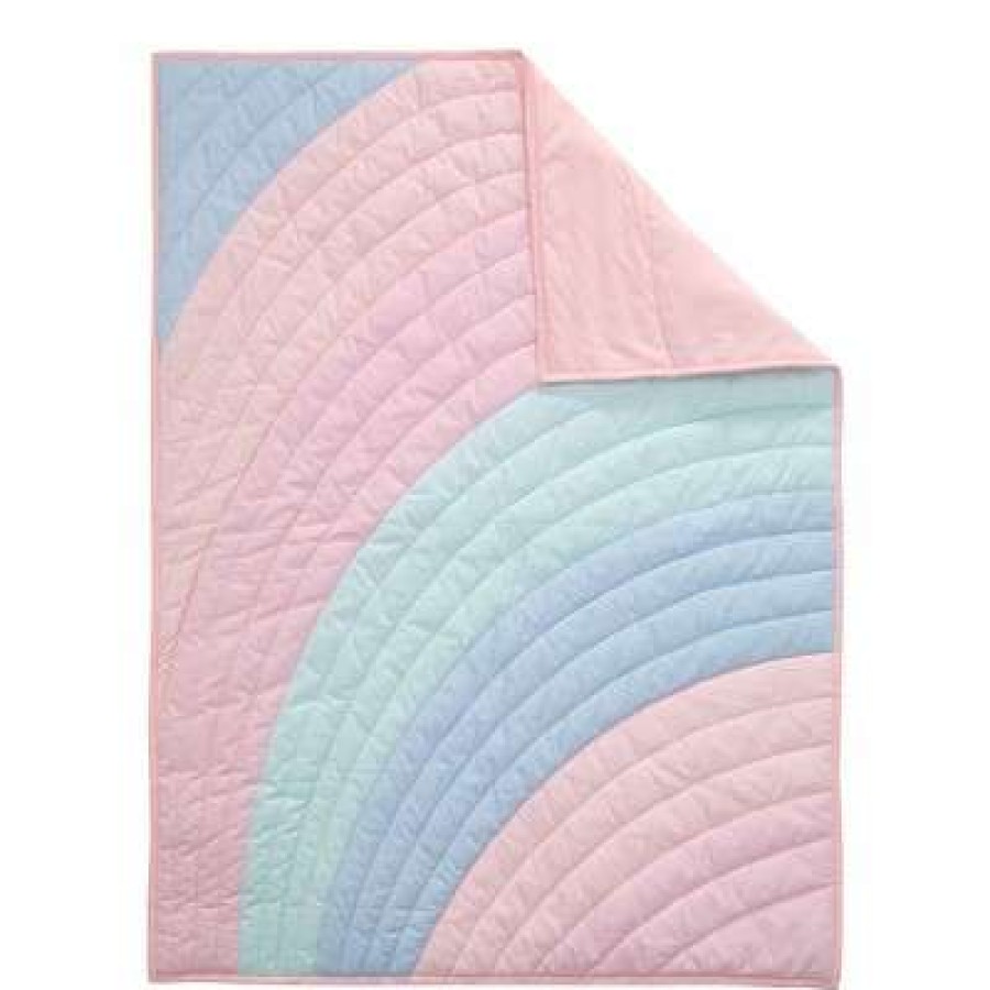 Quilt Bedding Sets * | Top 10 Lambs & Ivy Watercolor Pastel Pink/Mint Rainbow 5-Piece Baby Crib Bedding Set