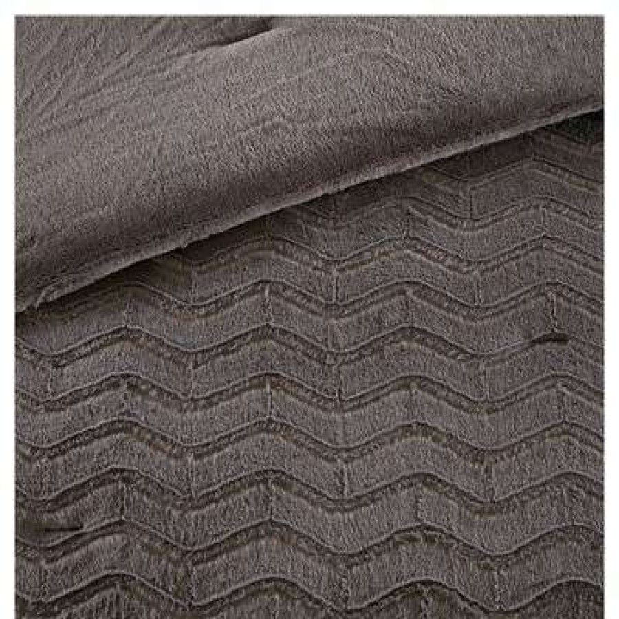 Comforter Bedding Sets * | Outlet Madison Park Kaplan Brushed Long Faux Fur Comforter Mini Set Gray