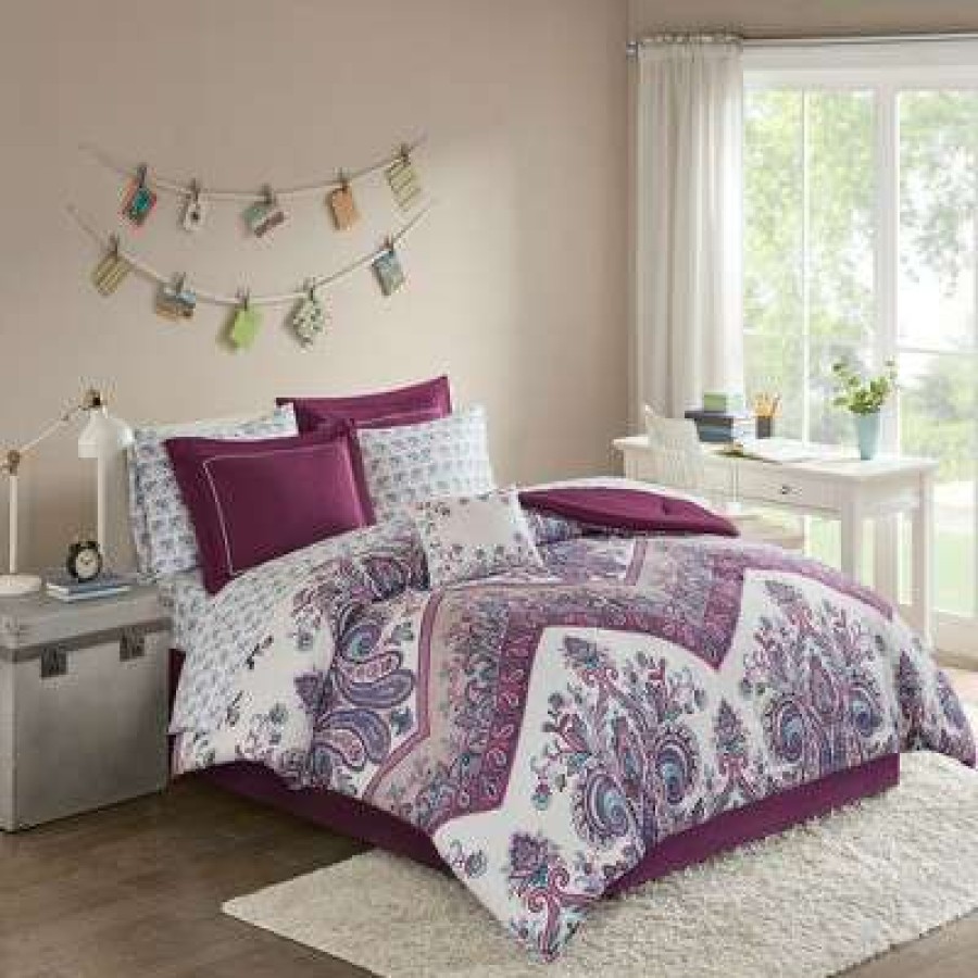 Comforter Bedding Sets * | Best Sale Intelligent Design Allura Complete Bed And Sheet Set Purple